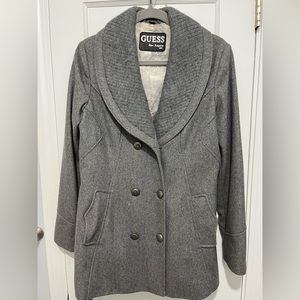 Gray Guess peacoat in great preowned condition. Size large